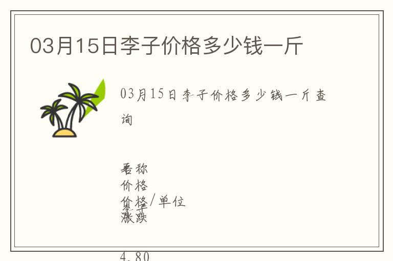 03月15日李子價格多少錢一斤