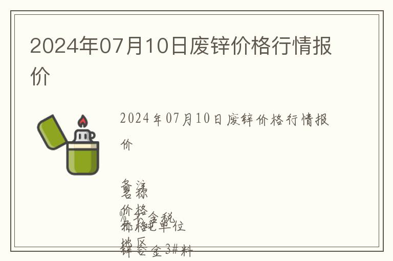 2024年07月10日廢鋅價格行情報價