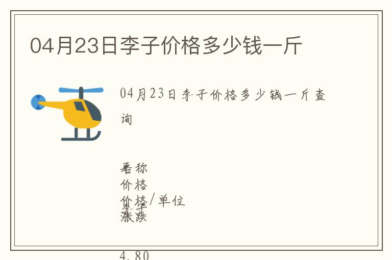 04月23日李子價格多少錢一斤