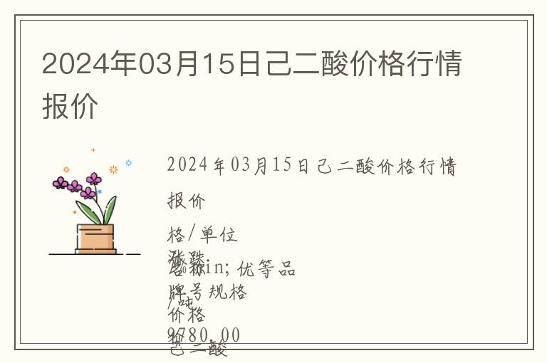 2024年03月15日己二酸價格行情報價