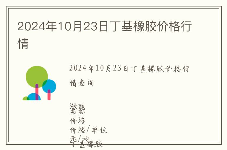 2024年10月23日丁基橡膠價格行情