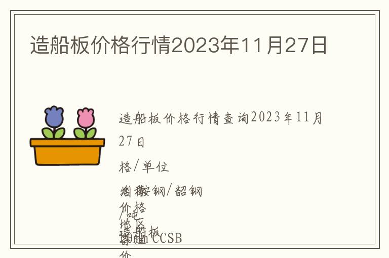造船板價格行情2023年11月27日