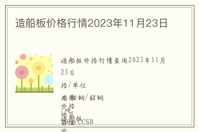 造船板價格行情2023年11月23日