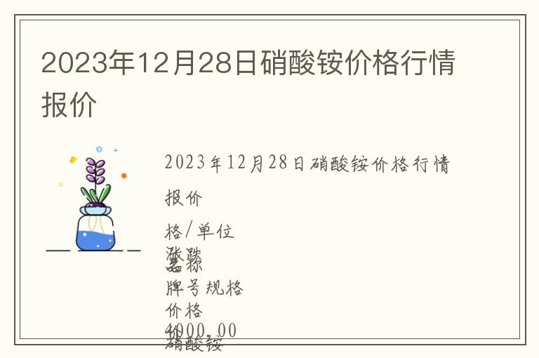 2023年12月28日硝酸銨價格行情報價