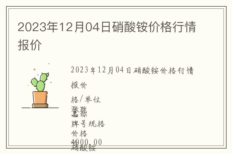 2023年12月04日硝酸銨價格行情報價