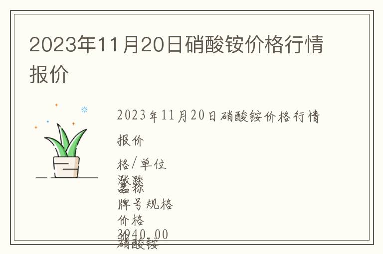 2023年11月20日硝酸銨價格行情報價