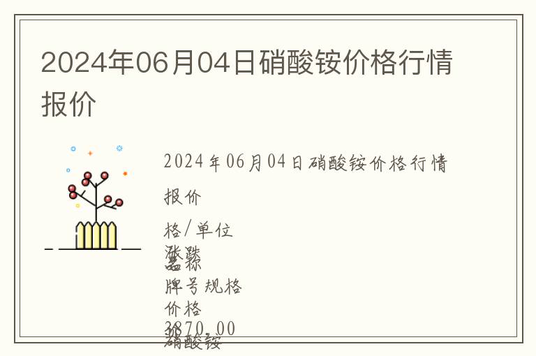 2024年06月04日硝酸銨價格行情報價