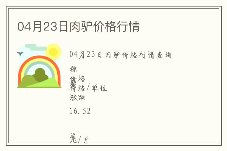 04月23日肉驢價格行情