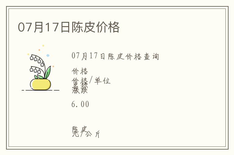 07月17日陳皮價格