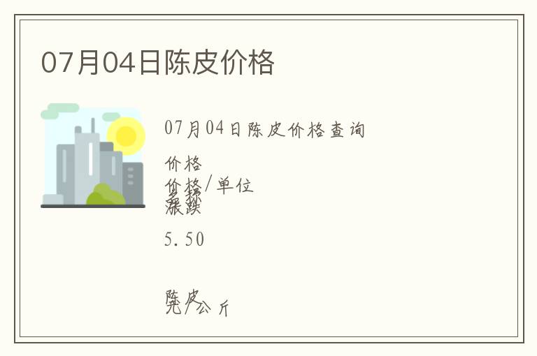 07月04日陳皮價格