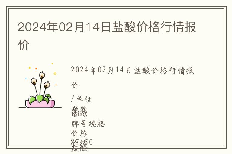 2024年02月14日鹽酸價格行情報價