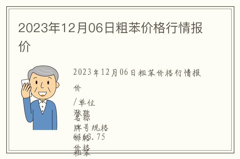 2023年12月06日粗苯價格行情報價