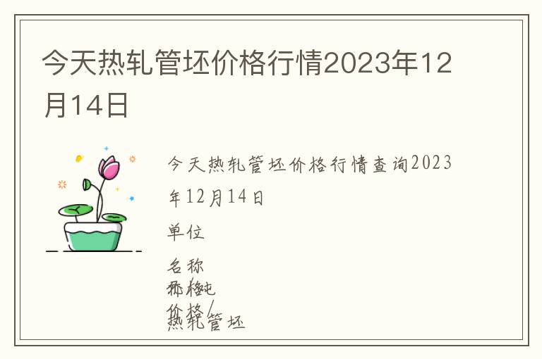 今天熱軋管坯價格行情2023年12月14日