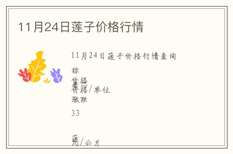 11月24日蓮子價格行情