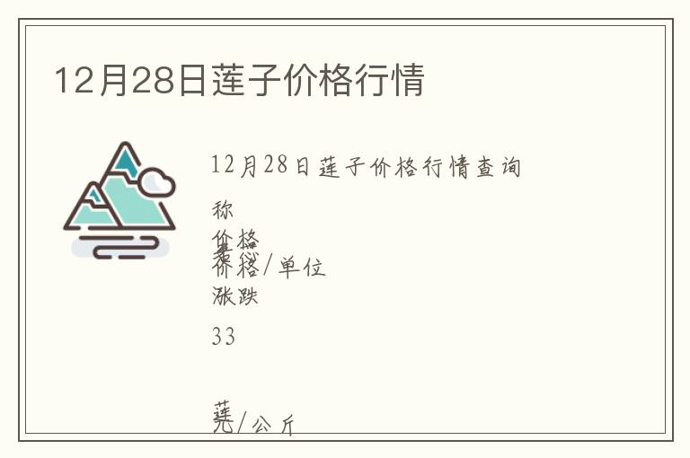12月28日蓮子價格行情