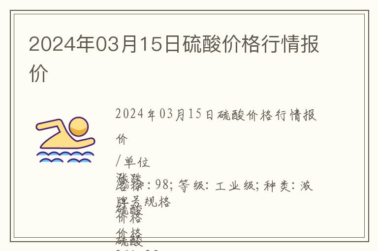2024年03月15日硫酸價格行情報價