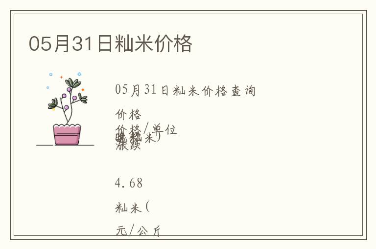 05月31日秈米價格