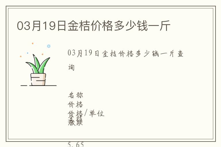 03月19日金桔價格多少錢一斤
