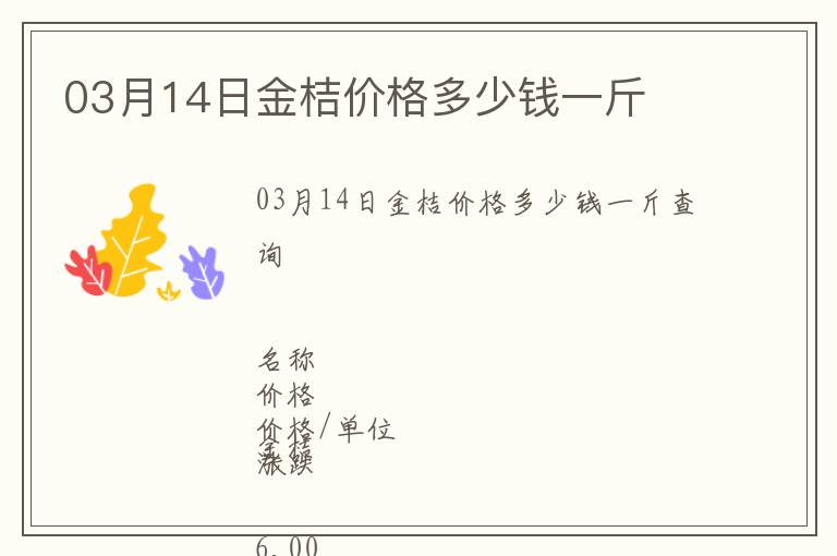 03月14日金桔價格多少錢一斤