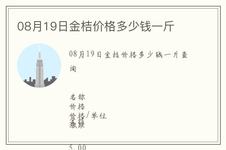 08月19日金桔價格多少錢一斤