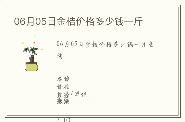 06月05日金桔價格多少錢一斤