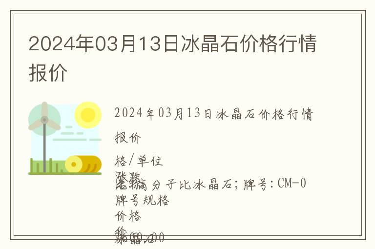 2024年03月13日冰晶石價格行情報價