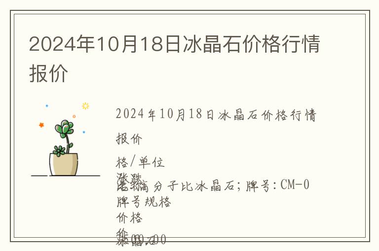 2024年10月18日冰晶石價格行情報價