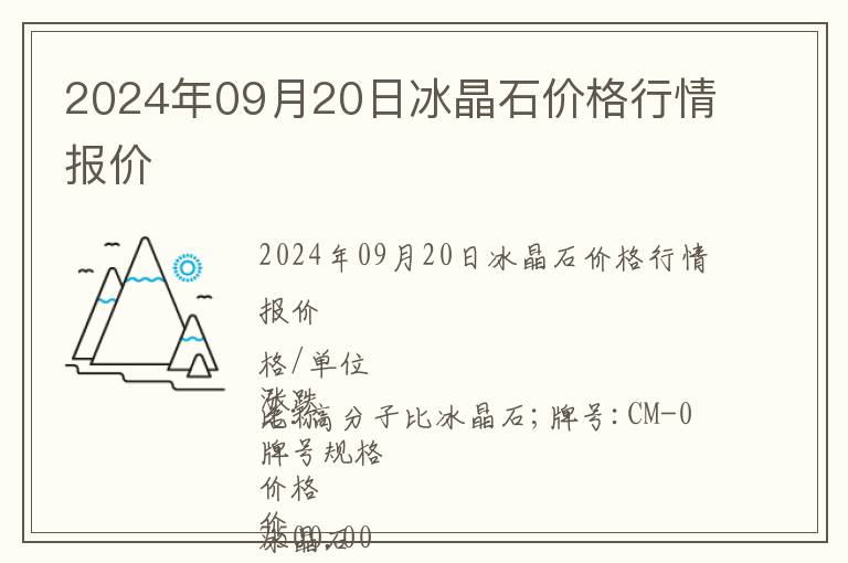 2024年09月20日冰晶石價格行情報價