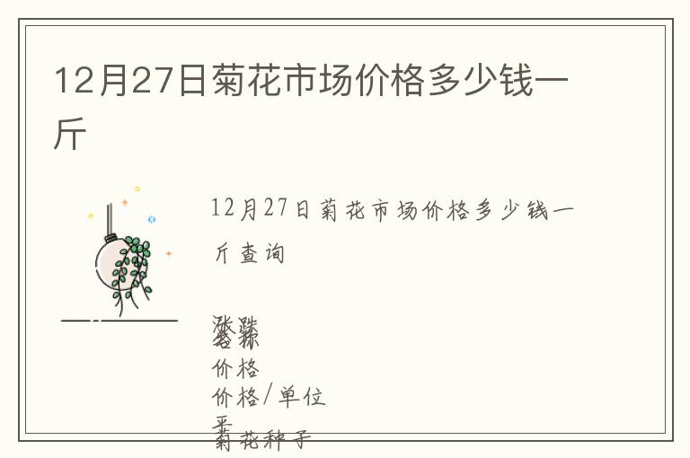 12月27日菊花市場價格多少錢一斤