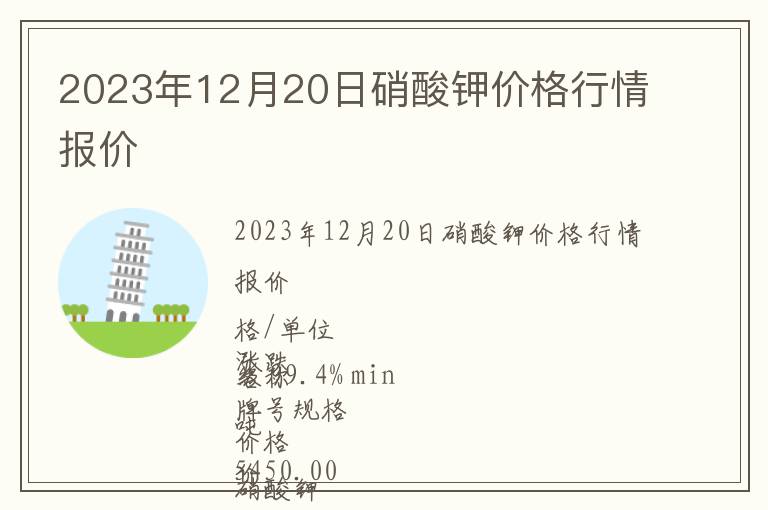 2023年12月20日硝酸鉀價格行情報價