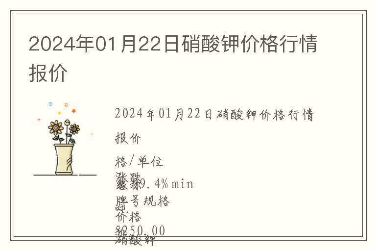 2024年01月22日硝酸鉀價格行情報價