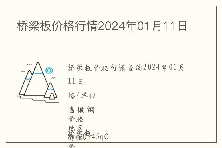 橋梁板價格行情2024年01月11日