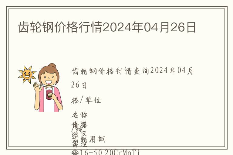 齒輪鋼價格行情2024年04月26日