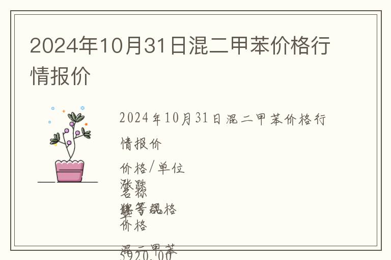 2024年10月31日混二甲苯價格行情報價
