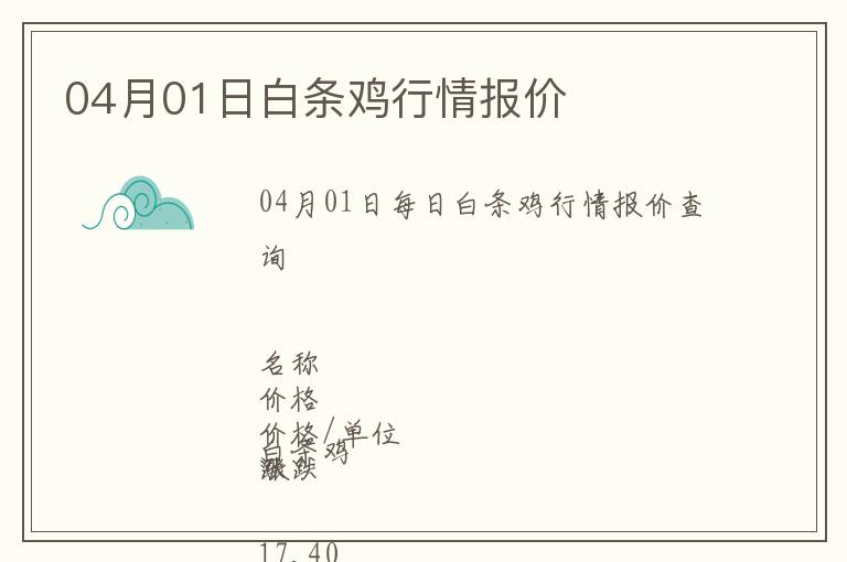 04月01日白條雞行情報價