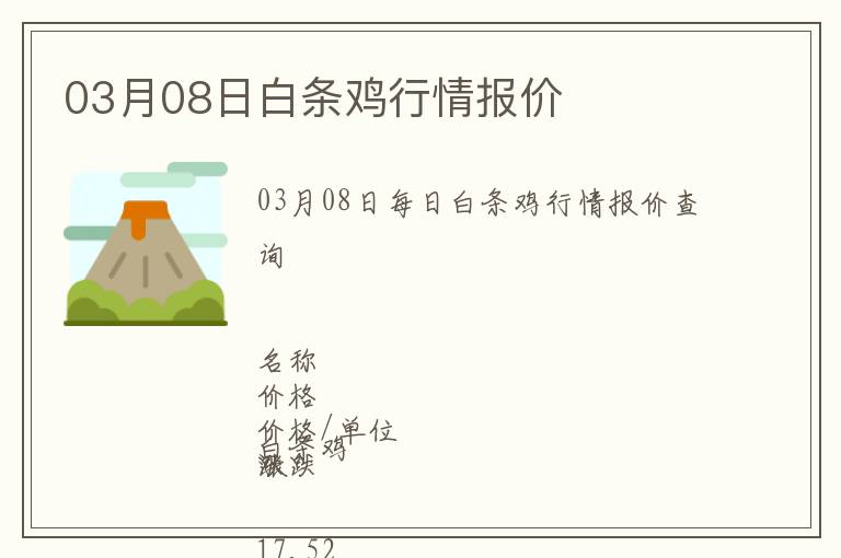 03月08日白條雞行情報價