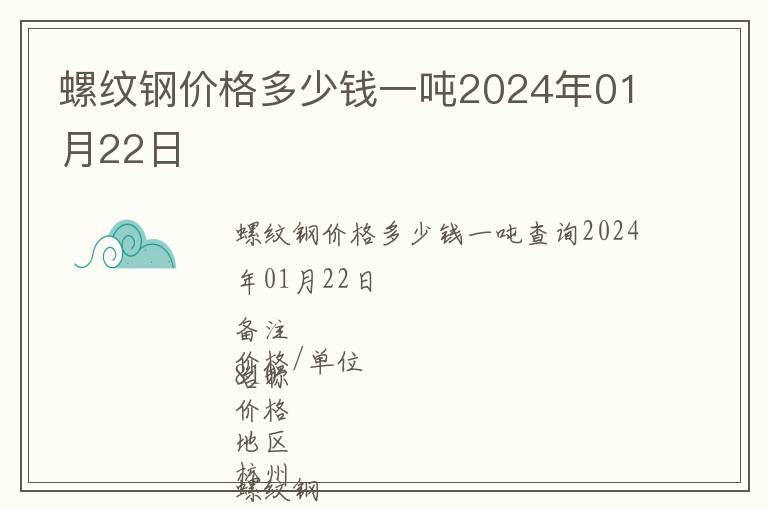 螺紋鋼價格多少錢一噸2024年01月22日