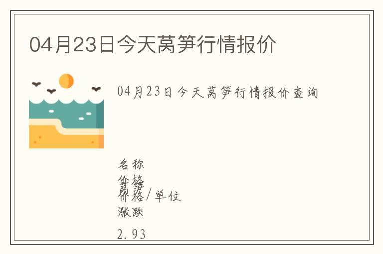 04月23日今天萵筍行情報價