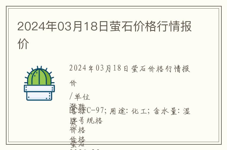 2024年03月18日螢石價格行情報價