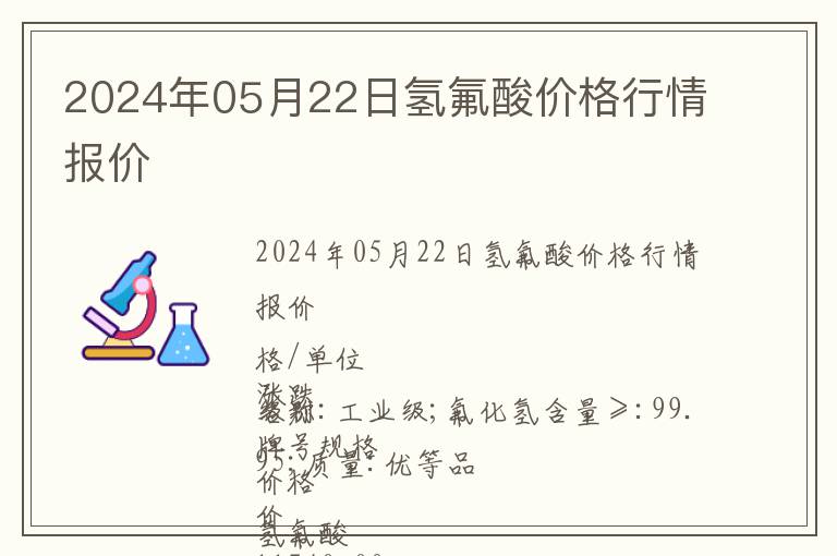 2024年05月22日氫氟酸價格行情報價