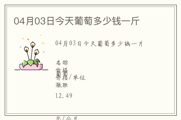 04月03日今天葡萄多少錢一斤