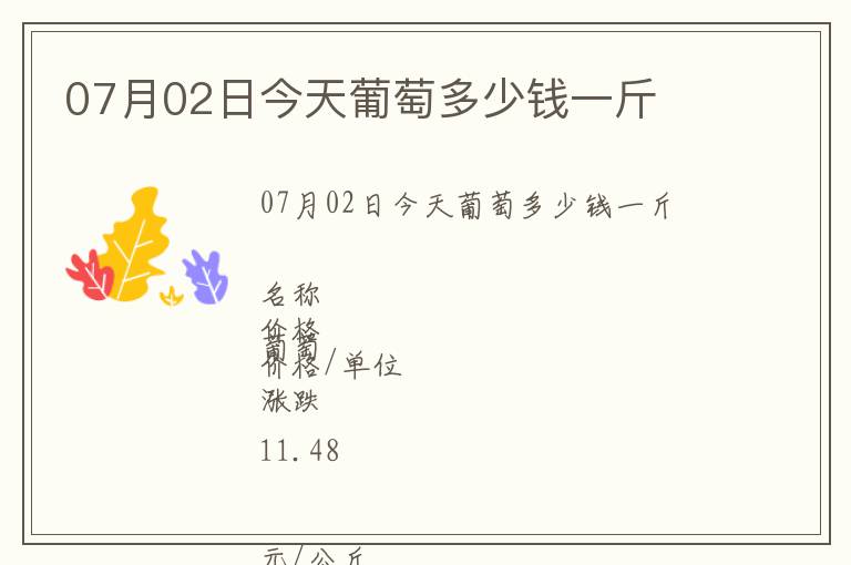 07月02日今天葡萄多少錢一斤