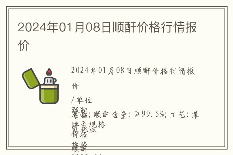 2024年01月08日順酐價格行情報價
