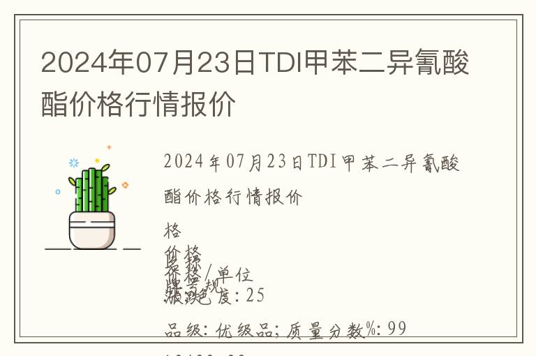 2024年07月23日TDI甲苯二異氰酸酯價格行情報價