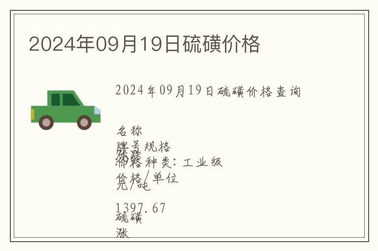 2024年09月19日硫磺價格