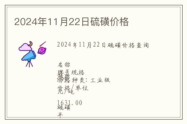 2024年11月22日硫磺價格