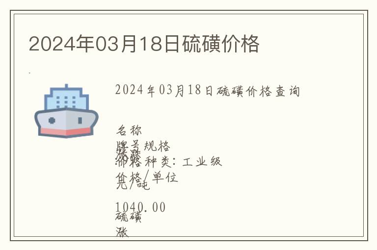 2024年03月18日硫磺價格