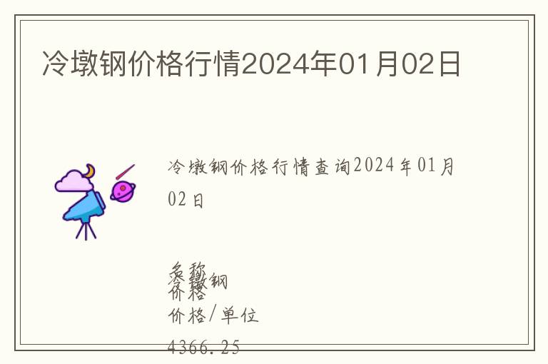冷墩鋼價格行情2024年01月02日