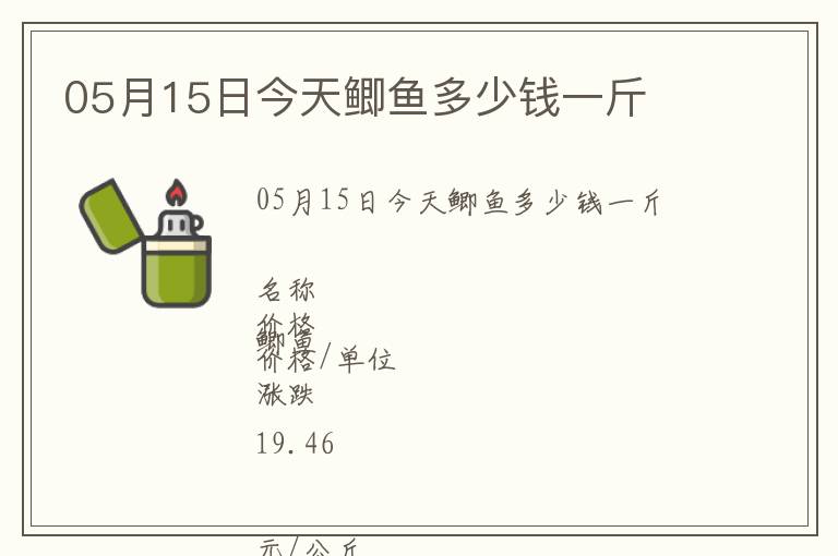 05月15日今天鯽魚多少錢一斤