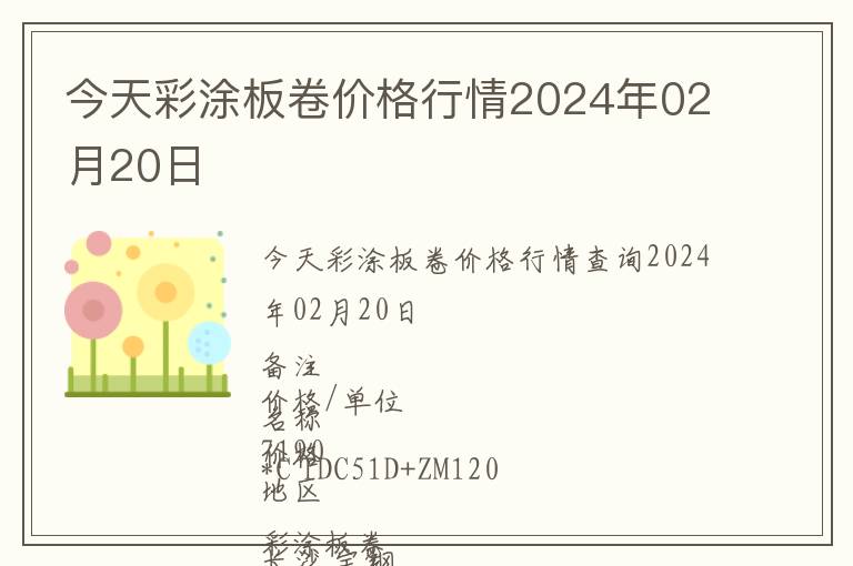 今天彩涂板卷價格行情2024年02月20日
